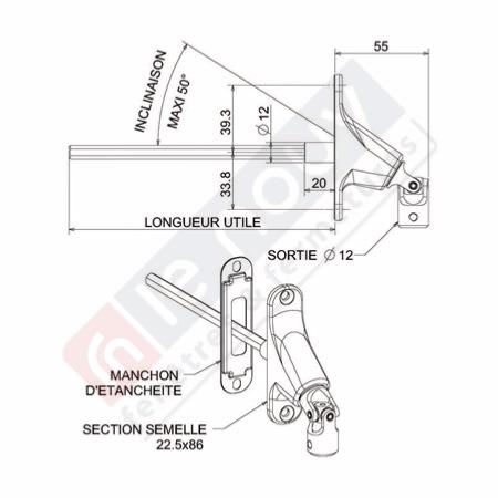 Double cardan embase étroite HEX 7